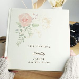 Personalised Floral Square Photo Slip In Album 6x4 Photos