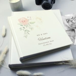 Personalised Floral Square Photo Slip In Album 6x4 Photos