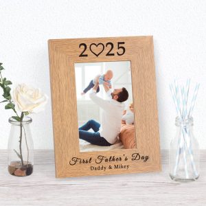 Personalised First Fathers Day year Wooden 7x5 Photo Frame