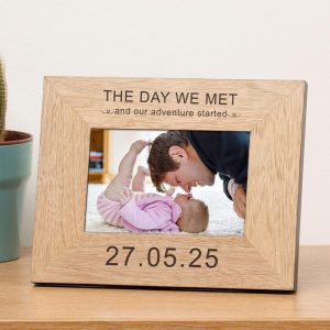 The Day We Met Personalised Wooden 7x5 Inch Photo Frame