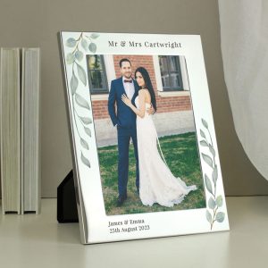 Personalised Botanical 5x7 Inch Wedding Photo Frame