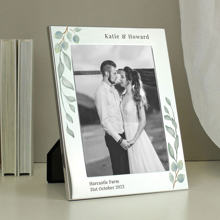 Personalised Botanical 5x7 Inch Wedding Photo Frame