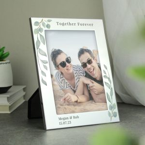 Personalised Botanical 6x4" Silver Portrait Photo Frame