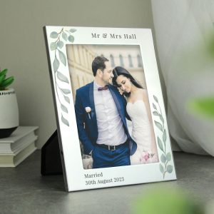 Personalised Botanical 6x4" Silver Portrait Photo Frame