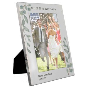 Personalised Botanical 6x4" Silver Portrait Photo Frame