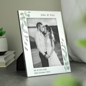 Personalised Botanical 6x4" Silver Portrait Photo Frame