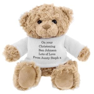 Personalised Message Teddy Bear Grey Text Boy or Girl