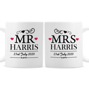Personalised Mr & Mrs Mug Set Couple's Gift Wedding