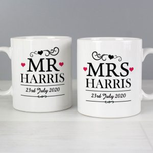 Personalised Mr & Mrs Mug Set Couple's Gift Wedding