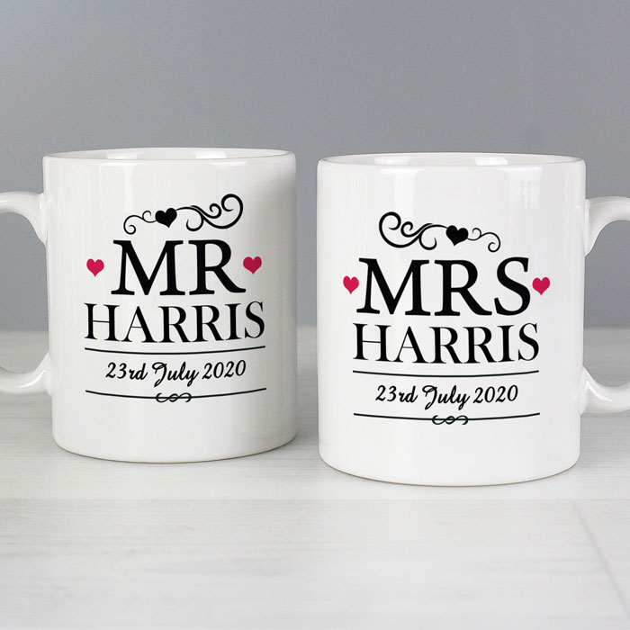 Personalised Mr & Mrs Mug Set Couple's Gift Wedding