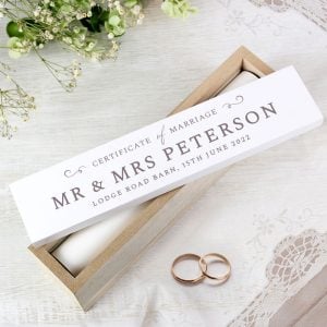 Personalised Wooden Wedding Marriage Certificate Holder