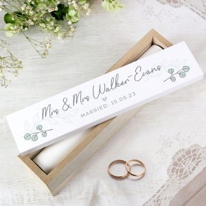 Personalised Botanical Wooden Marriage Certificate Holder