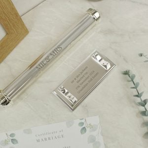 Personalised Silver Plated Marriage Certificate Holder