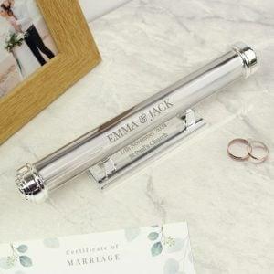 Personalised Silver Plated Marriage Certificate Holder
