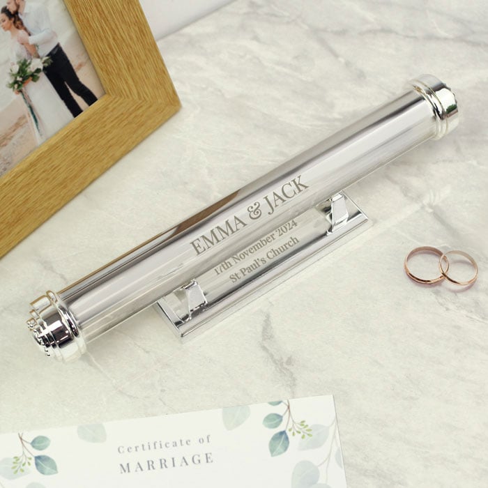 Personalised Silver Plated Marriage Certificate Holder