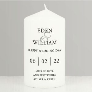Personalised Couples Wedding Pillar Keepsake Candle