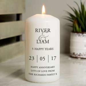 Personalised Couples Wedding Pillar Keepsake Candle