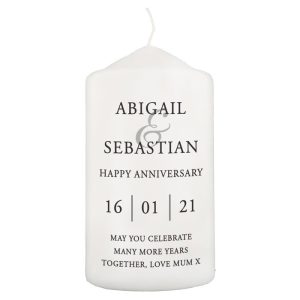 Personalised Couples Wedding Pillar Keepsake Candle