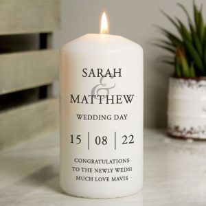 Personalised Couples Wedding Pillar Keepsake Candle