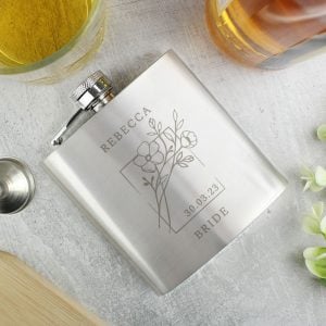 Women's Personalised Floral Stainless Steel Hip Flask