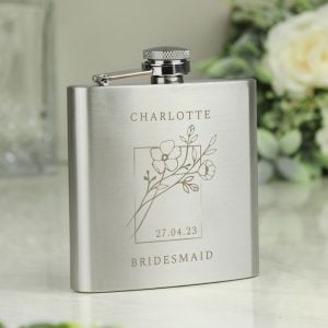 Women's Personalised Floral Stainless Steel Hip Flask