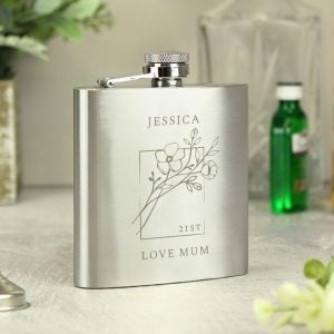 Women's Personalised Floral Stainless Steel Hip Flask