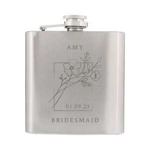 Women's Personalised Floral Stainless Steel Hip Flask