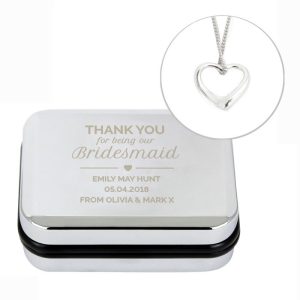 Personalised Bridesmaid Box & Sterling Silver Heart Necklace
