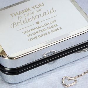 Personalised Bridesmaid Box & Sterling Silver Heart Necklace