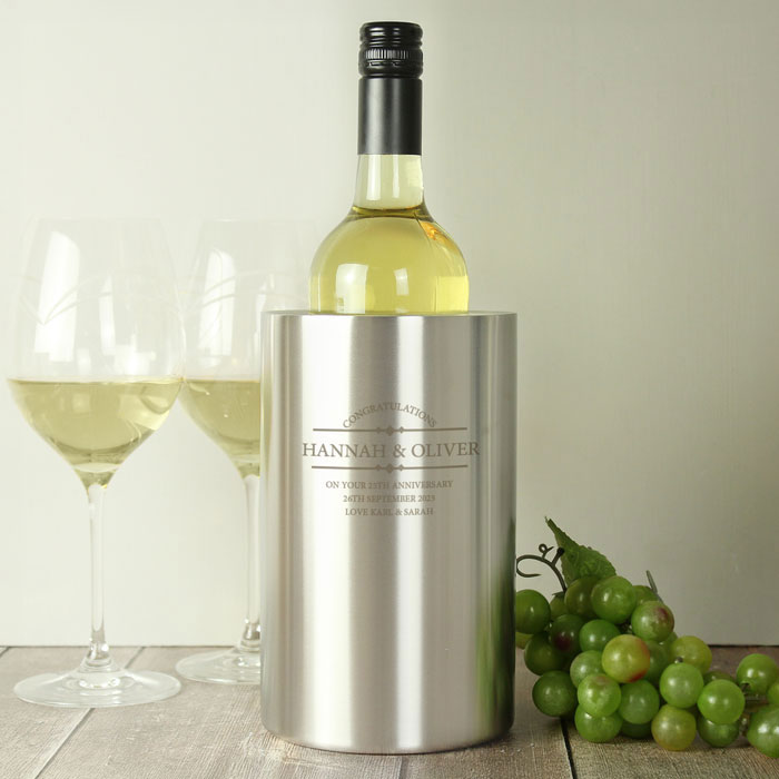 Personalised Stainless Steel Diamond Wine Cooler