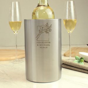 Personalised Stainless Steel Botanical Wine Cooler