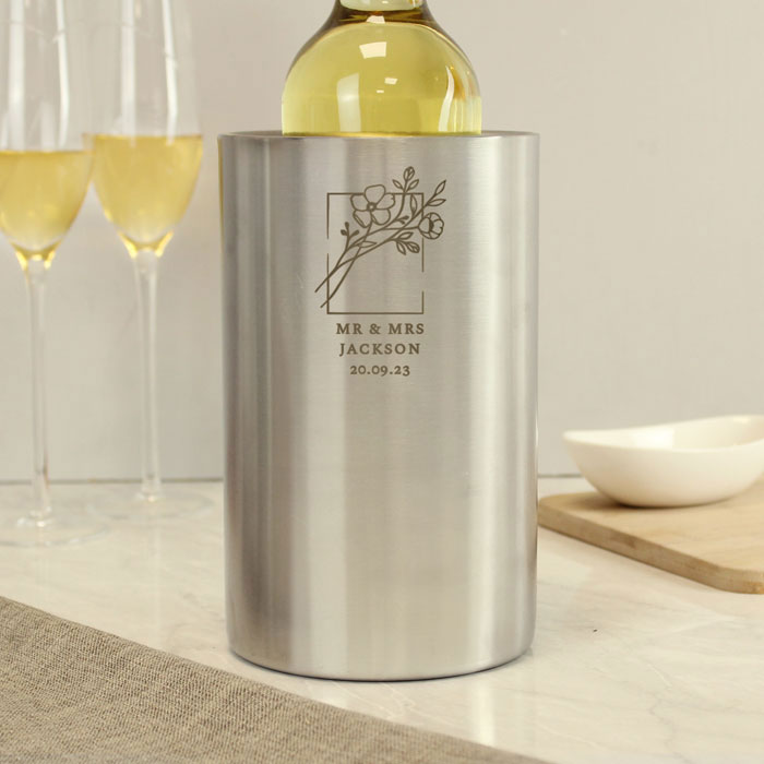Personalised Stainless Steel Botanical Wine Cooler