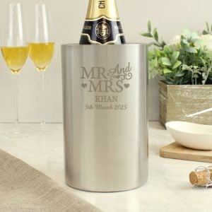 Personalised Mr & Mrs Stainless Steel Wine Cooler