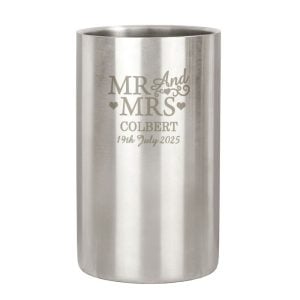 Personalised Mr & Mrs Stainless Steel Wine Cooler