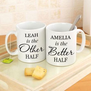 Personalised Other Half and Better Half Mug Set Couples Gift