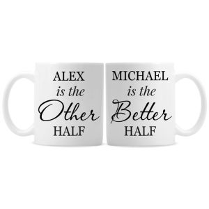 Personalised Other Half and Better Half Mug Set Couples Gift
