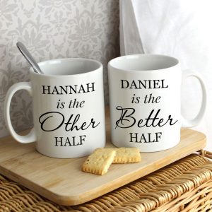 Personalised Other Half and Better Half Mug Set Couples Gift