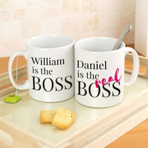Personalised The Real Boss Mug Set Couple's Gift