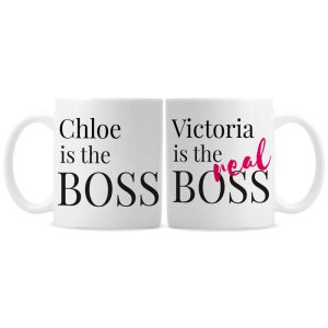 Personalised The Real Boss Mug Set Couple's Gift