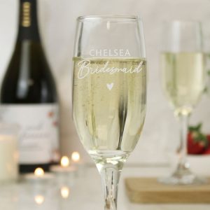 Personalised Bridesmaid Flute Glass Wedding Hen Party