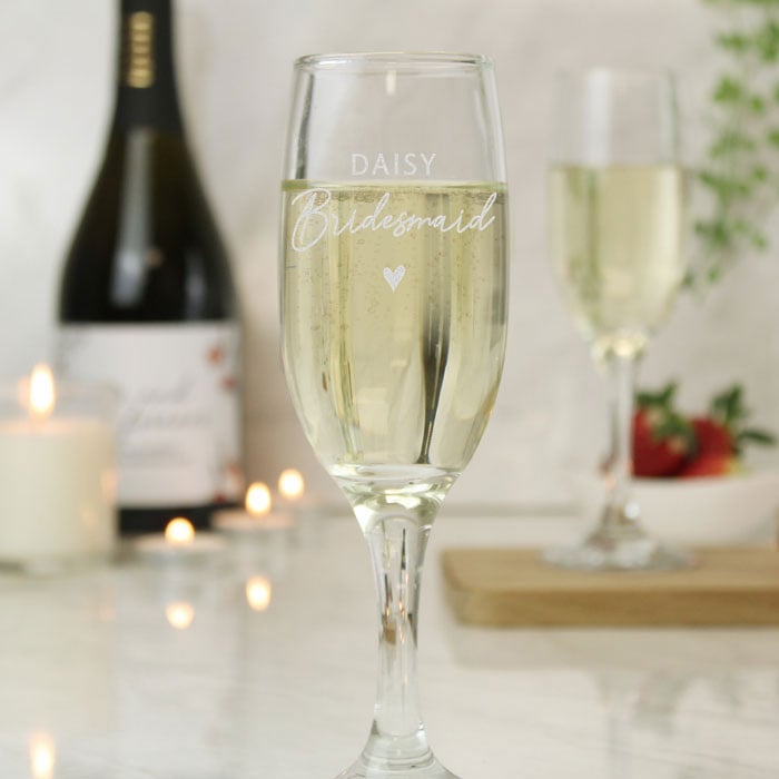 Personalised Bridesmaid Flute Glass Wedding Hen Party