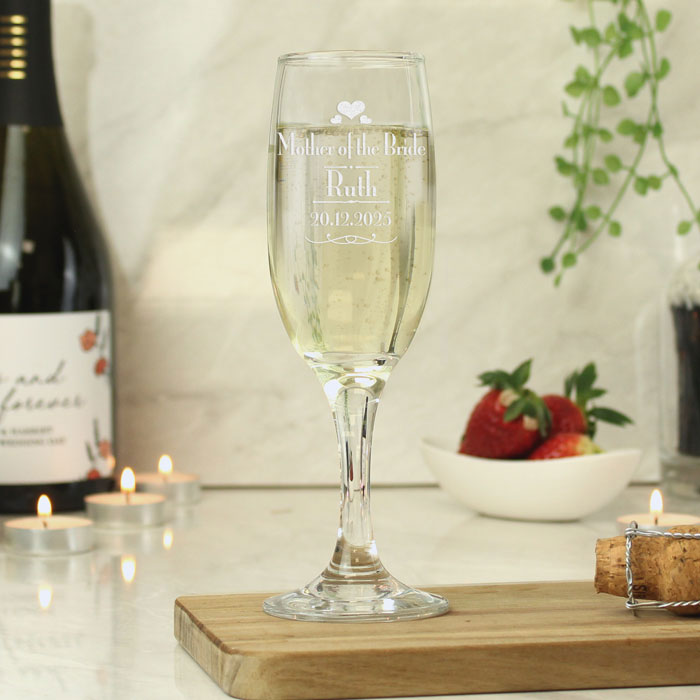 Personalised Wedding Mother of the Bride Glass Flute