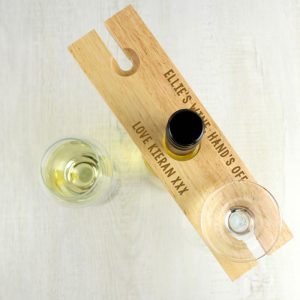 Personalised Engraved Wine Glass & Bottle Holder