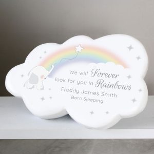 Personalised Rainbow Elephant Cloud Baby Memorial Stone