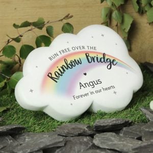 Personalised Rainbow Bridge Pet Memorial Cloud Stone