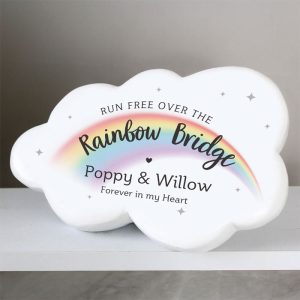 Personalised Rainbow Bridge Pet Memorial Cloud Stone