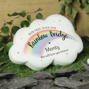 Personalised Rainbow Bridge Pet Memorial Cloud Stone