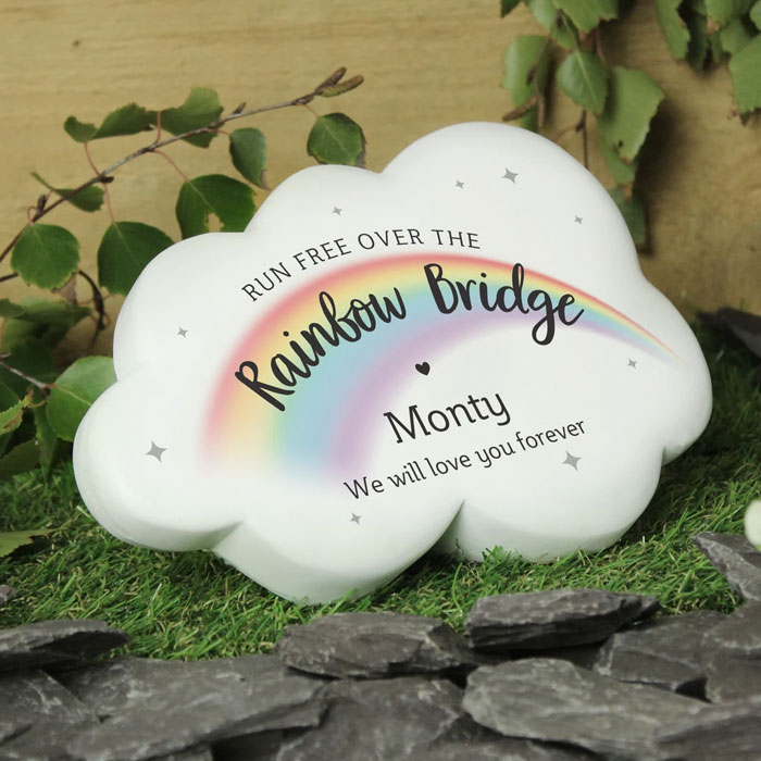 Personalised Rainbow Bridge Pet Memorial Cloud Stone