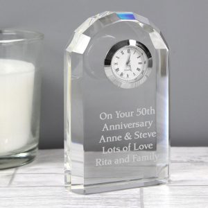 Personalised Crystal Clock - Retirement, Anniversary etc