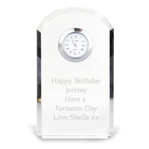 Personalised Crystal Clock - Retirement, Anniversary etc